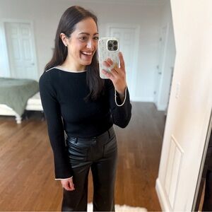 Loft Black Ribbed Long Sleeve boatneck sweater